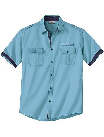Camisa piloto de algodón de manga corta