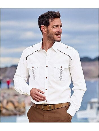 Camisa piloto de popelín con cuello de puntas libres