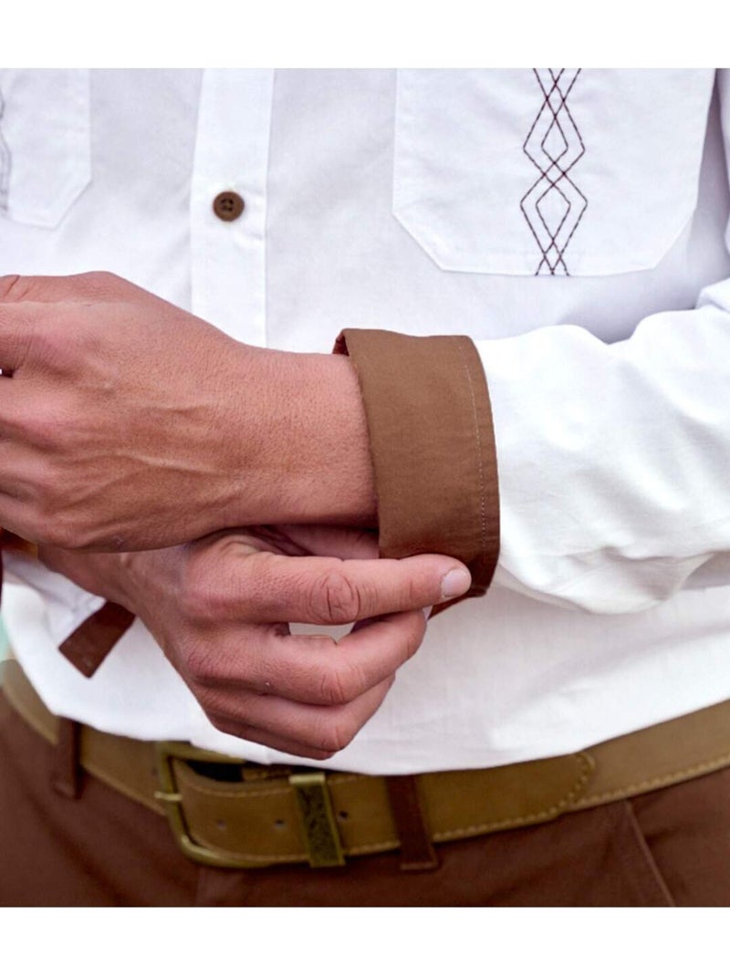 Camisa piloto de popelín con cuello de puntas libres exploration Blanco - Kiabi