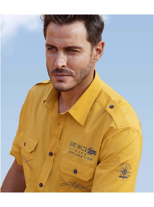 Camisa piloto de popelín de algodón manga corta explorer - Kiabi Camisa piloto de popelín de algodón manga corta explorer - Kiabi