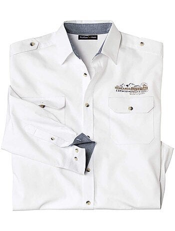 Camisa piloto de popelín de manga larga, cuello de puntas libres maclead