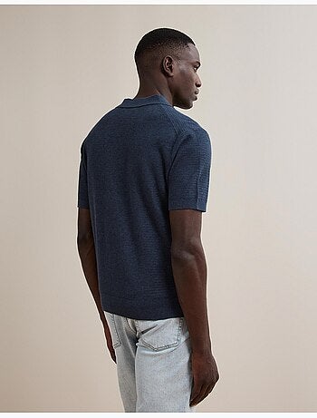 Camisa polo de punto con lino, mo fashion