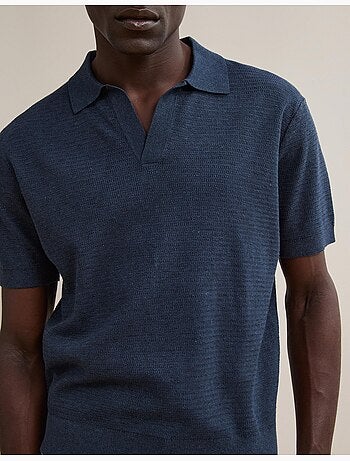 Camisa polo de punto con lino, mo fashion