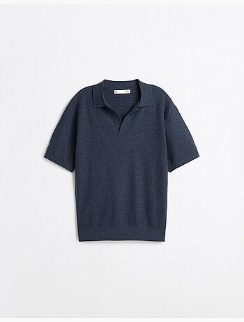 Camisa polo de punto con lino, mo fashion