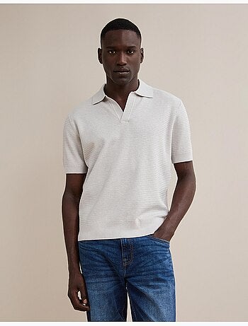 Camisa polo de punto con lino, mo fashion