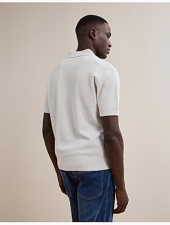 Camisa polo de punto con lino, mo fashion