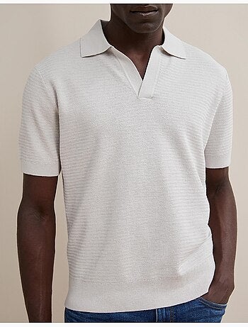 Camisa polo de punto con lino, mo fashion