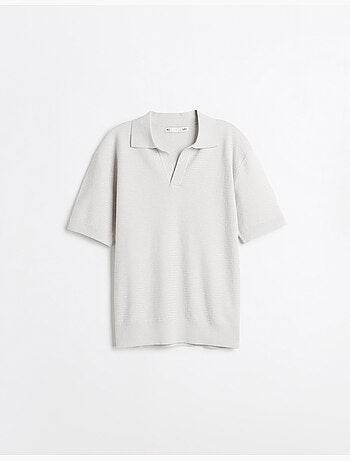 Camisa polo de punto con lino, mo fashion