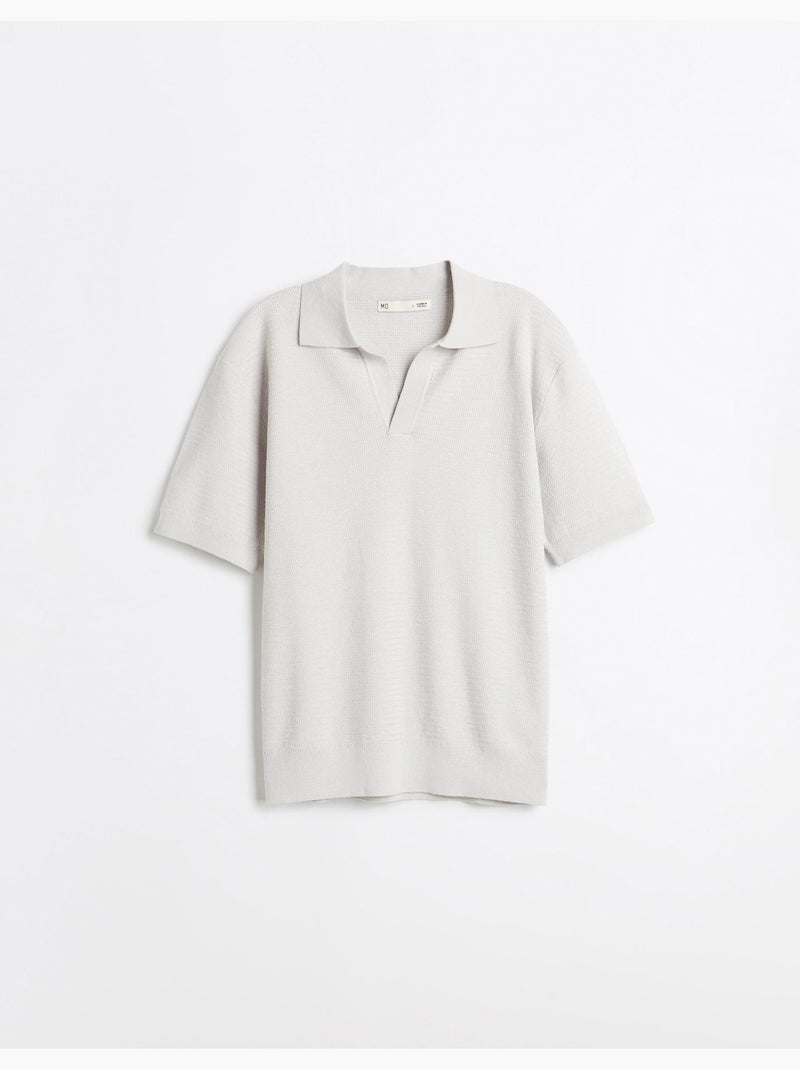 Camisa polo de punto con lino, mo fashion Beige - Kiabi
