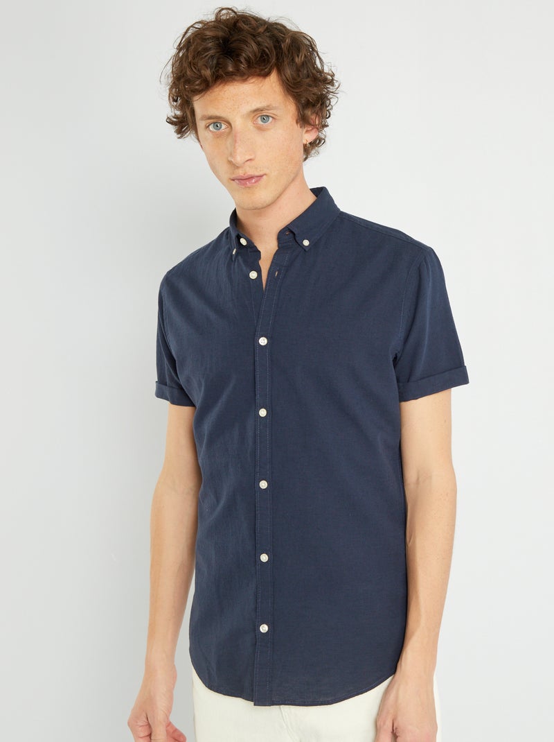 Camisa 'Produkt' de manga corta azul marino - Kiabi