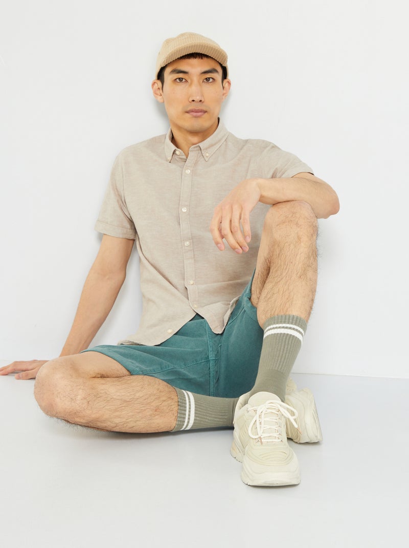Camisa 'Produkt' de manga corta beige - Kiabi