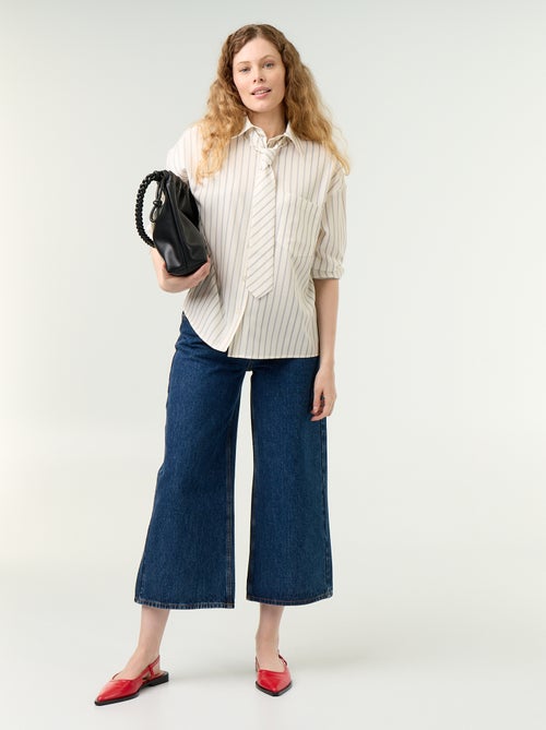 Camisa rayada con bolsillo en el pecho + corbata a juego - 2 piezas - Kiabi