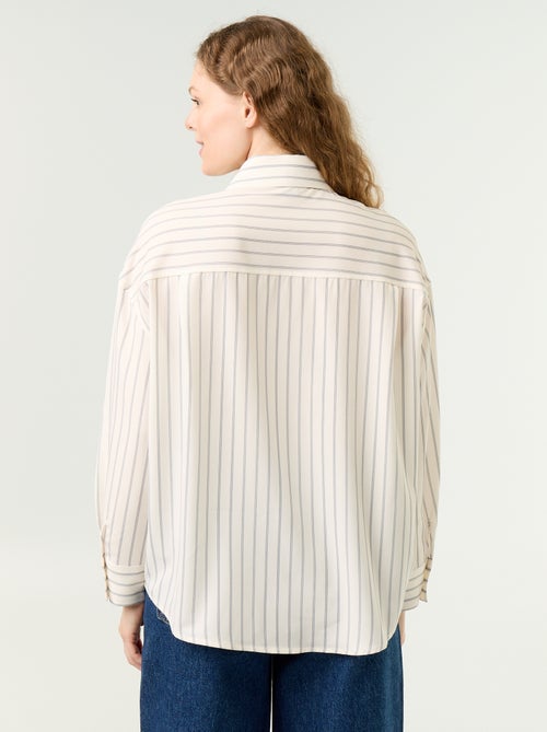 Camisa rayada con bolsillo en el pecho + corbata a juego - 2 piezas - Kiabi