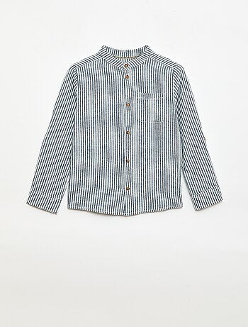 Camisa rayada de lino mezclado