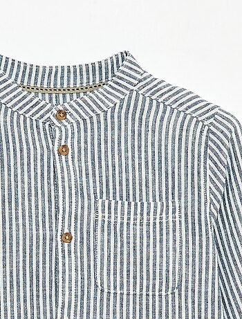 Camisa rayada de lino mezclado