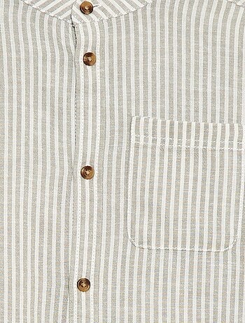 Camisa rayada de lino mezclado