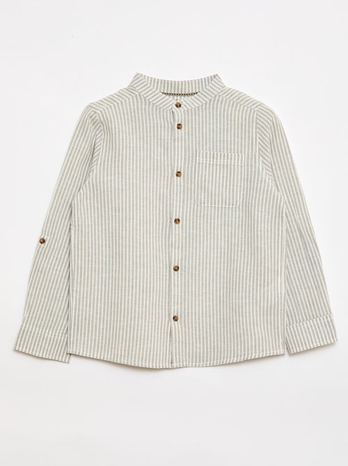 Camisa rayada de lino mezclado - Kiabi