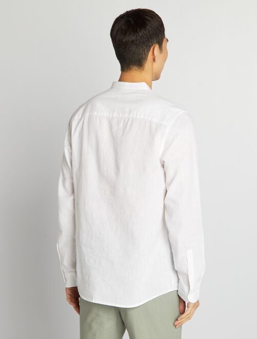 Camisa recta con cuello mao de mezcla de lino - Kiabi