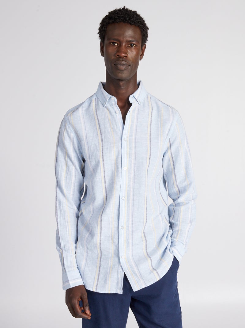 Camisa recta con raya diplomática AZUL - Kiabi