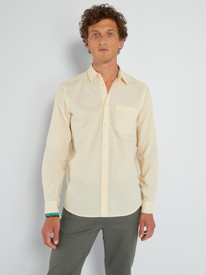 Camisa recta de algodón puro AMARILLO - Kiabi