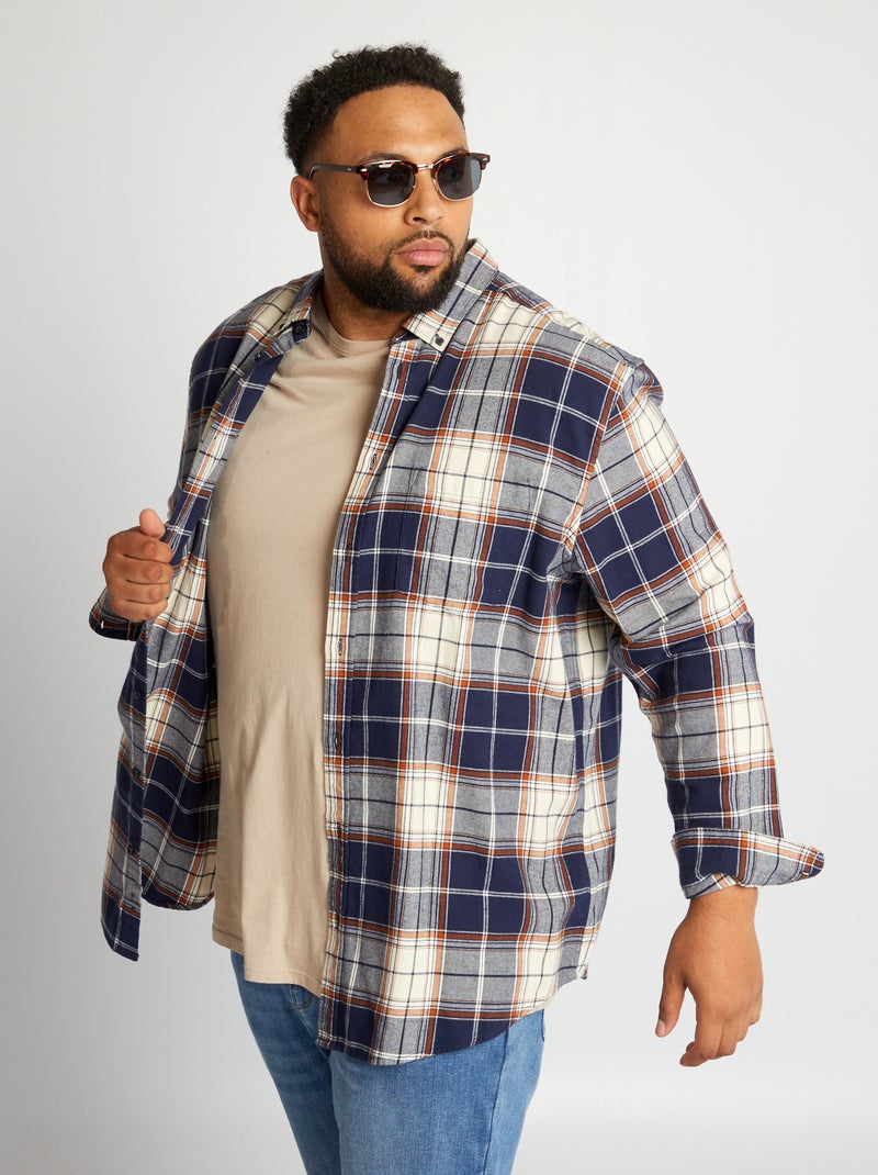 Camisa recta de cuadros AZUL - Kiabi