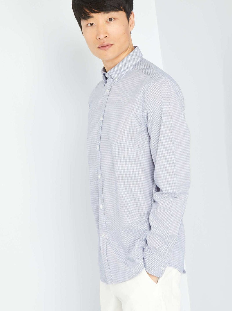 Camisa recta de cuadros AZUL - Kiabi