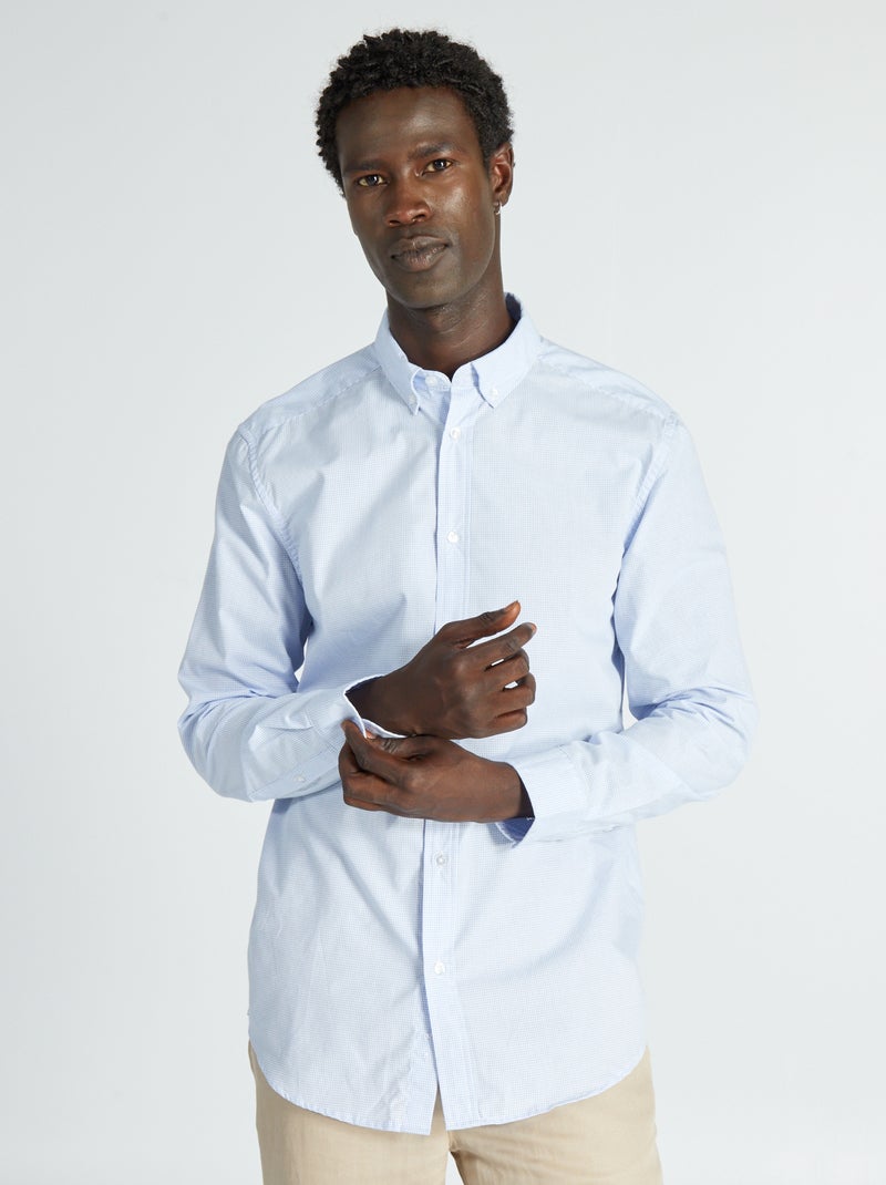 Camisa recta de cuadros AZUL - Kiabi