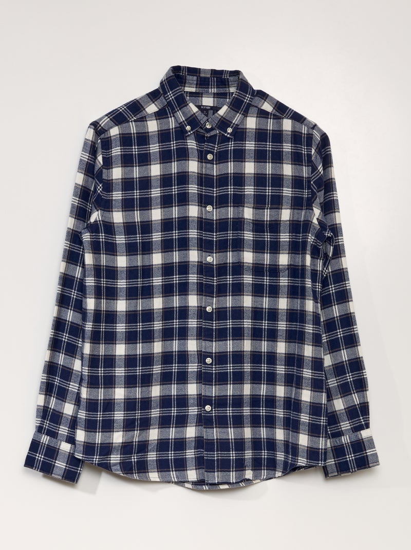 Camisa recta de cuadros AZUL - Kiabi