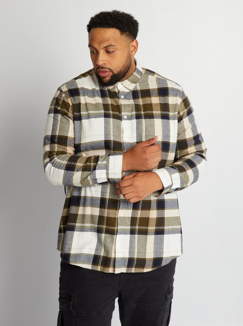 Camisa recta de cuadros BLANCO - Kiabi