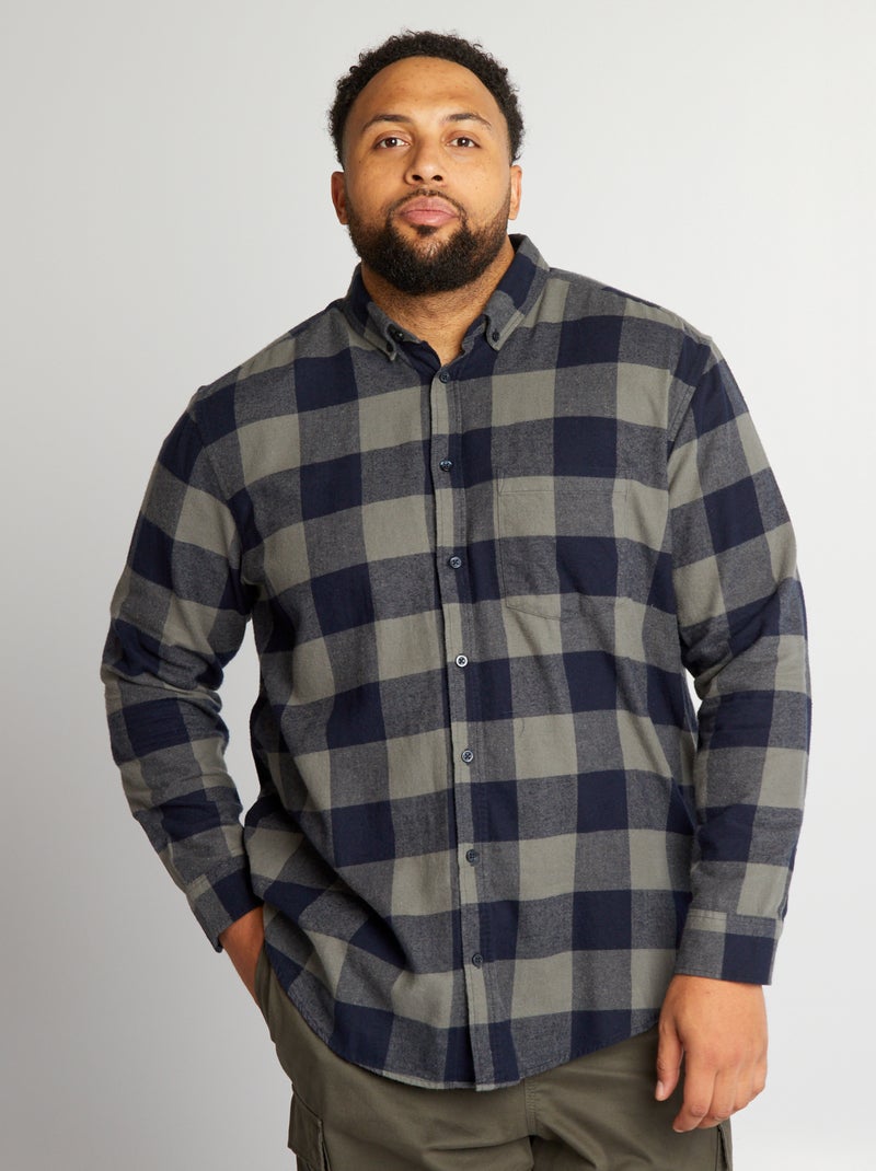 Camisa recta de cuadros KAKI - Kiabi