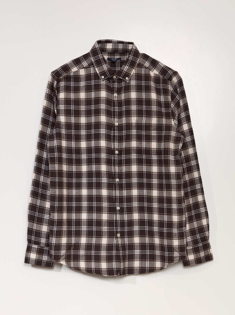 Camisa recta de cuadros MARRON - Kiabi
