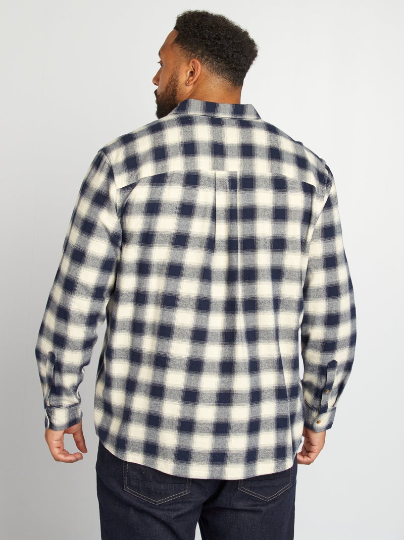 Camisa recta de franela a cuadros BLANCO - Kiabi