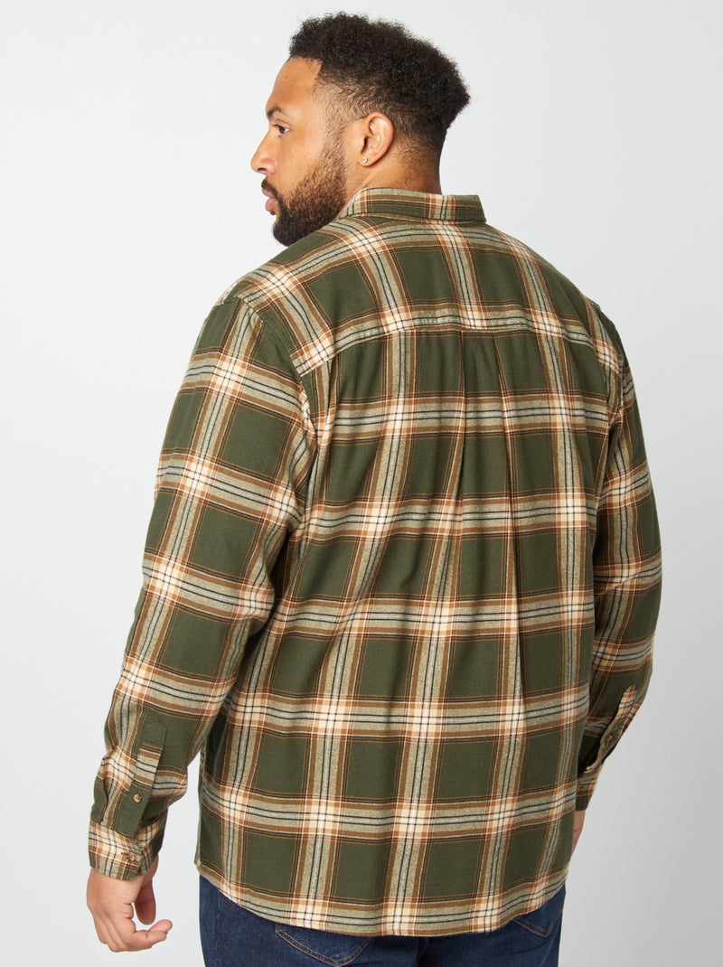 Camisa recta de franela a cuadros KAKI - Kiabi