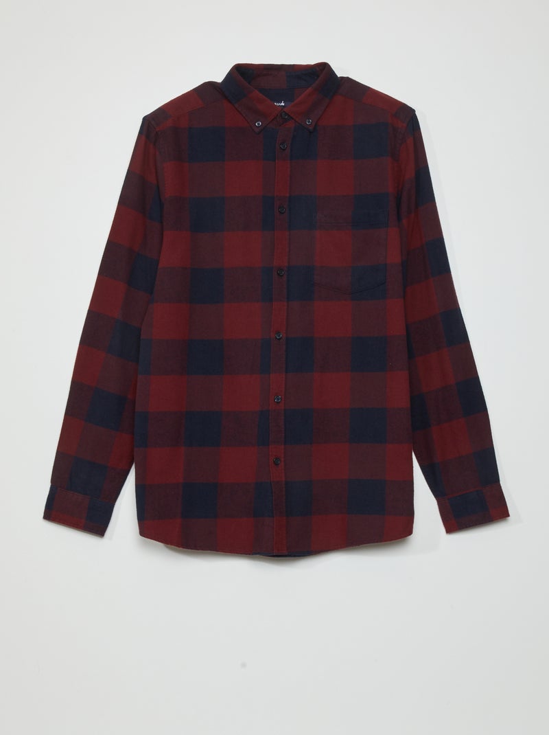 Camisa recta de franela Rojo - Kiabi