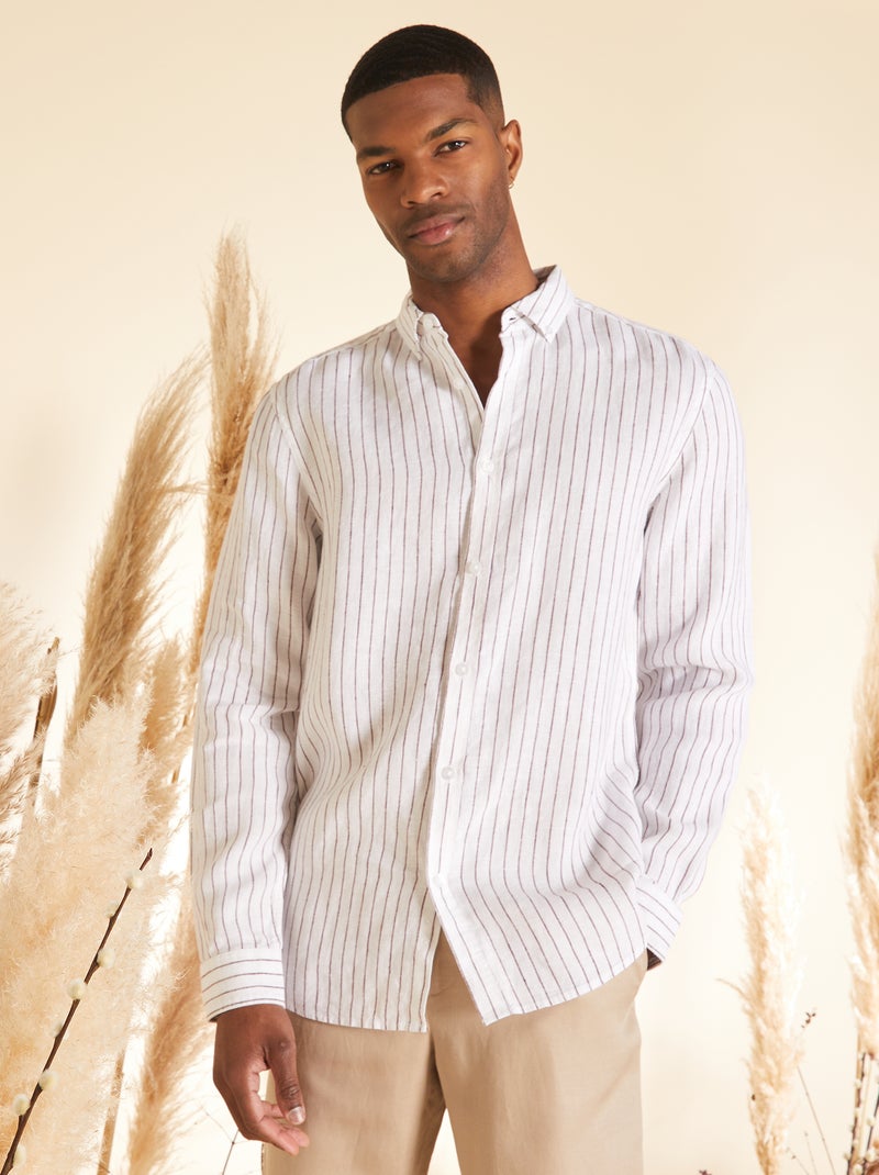 Camisa recta de lino BLANCO - Kiabi