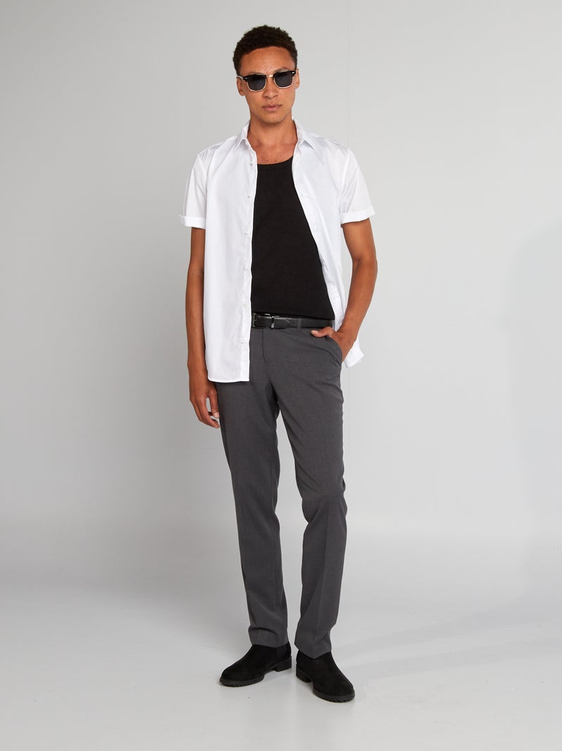 Camisa recta de manga corta blanco - Kiabi