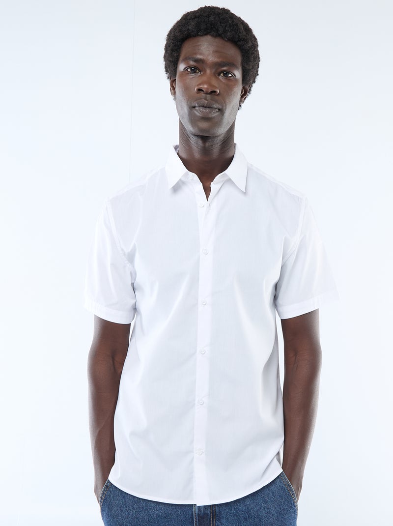 Camisa recta de manga corta blanco - Kiabi