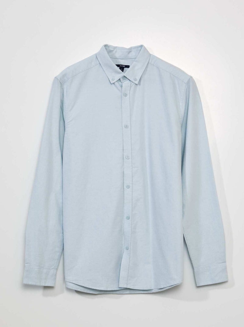 Camisa recta de manga larga AZUL - Kiabi