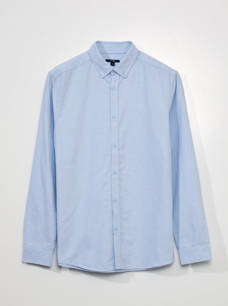 Camisa recta de manga larga AZUL - Kiabi