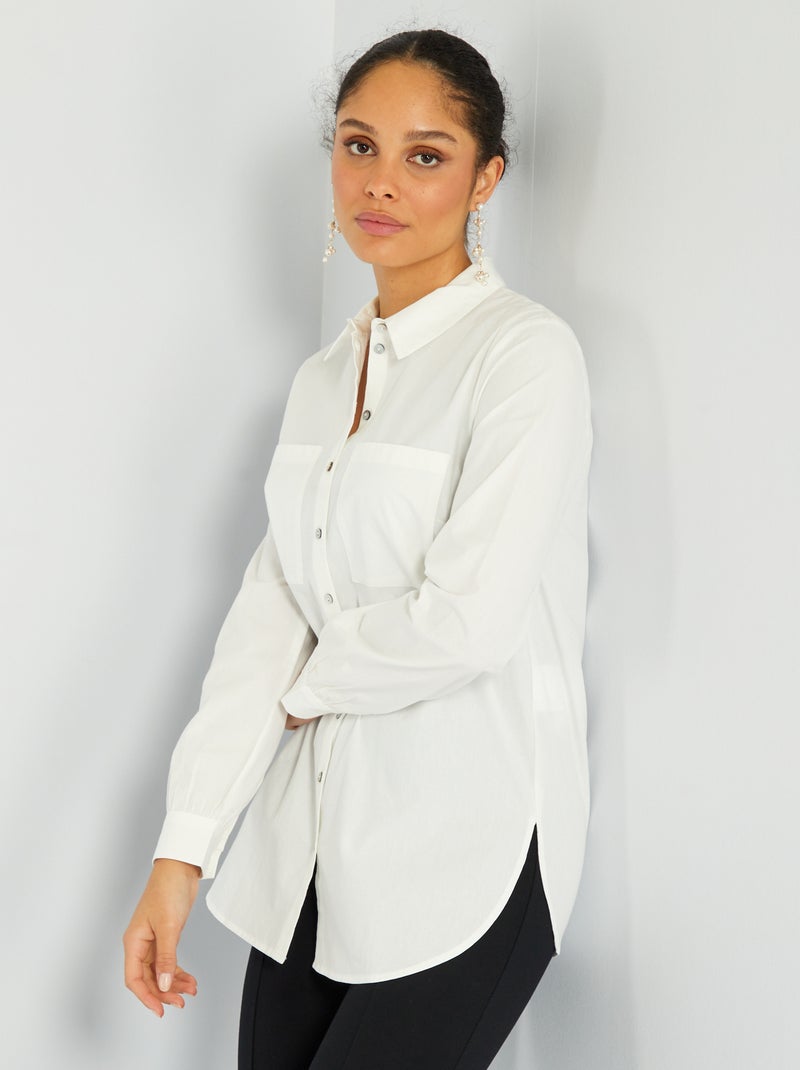 Camisa recta de popelina BLANCO - Kiabi