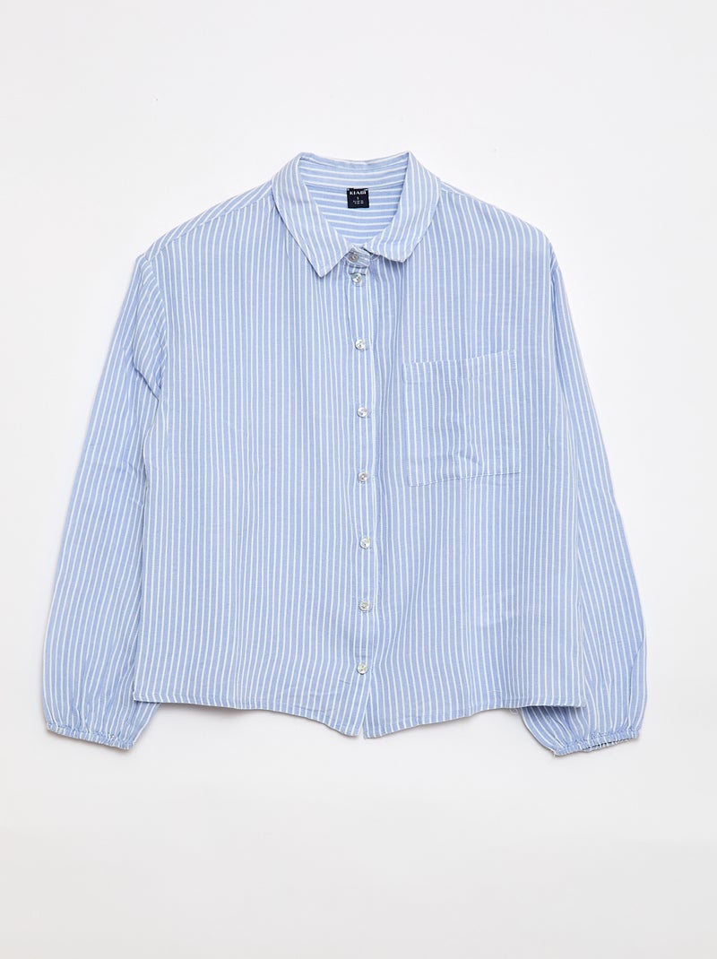 Camisa recta de rayas - Fácil de Poner Azul - Kiabi