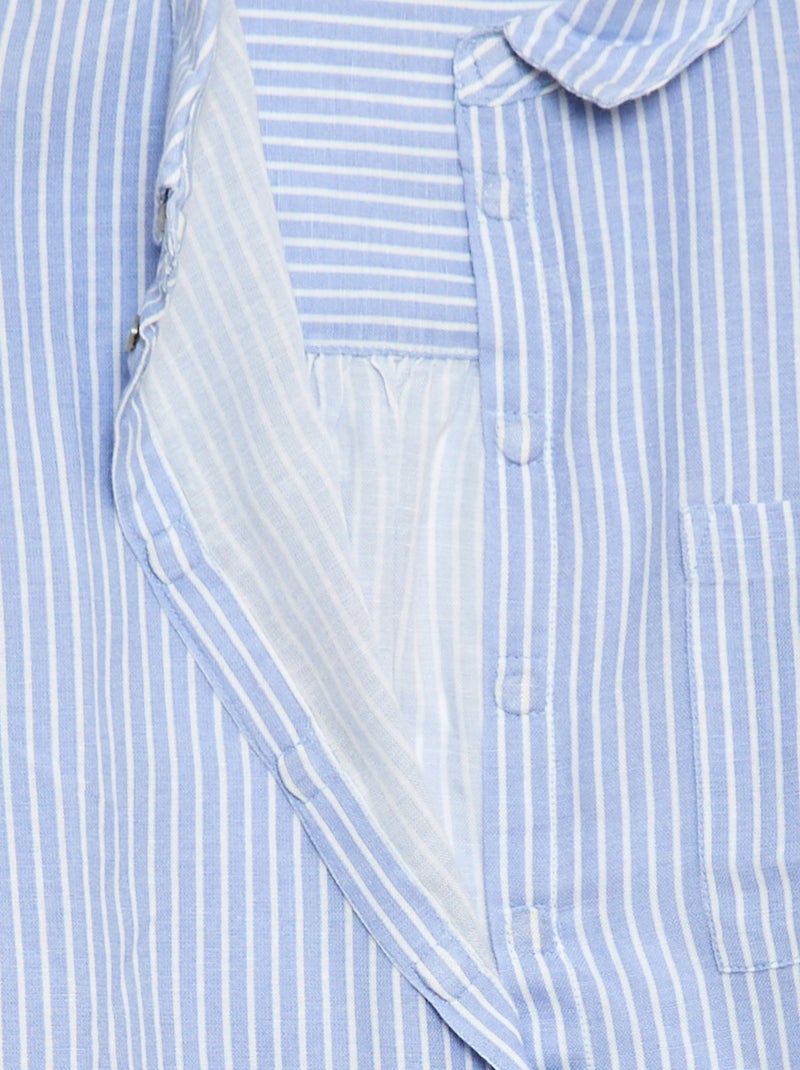 Camisa recta de rayas - Fácil de Poner Azul - Kiabi