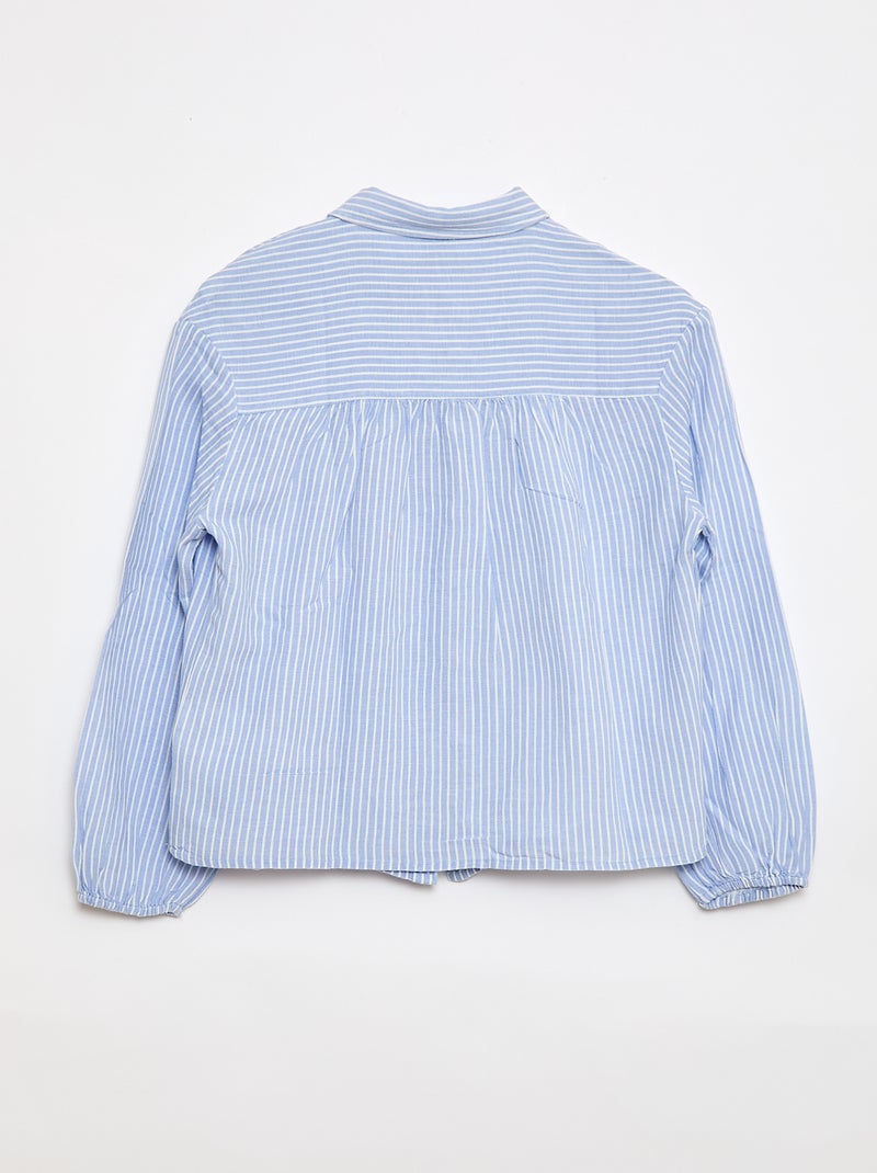 Camisa recta de rayas - Fácil de Poner Azul - Kiabi