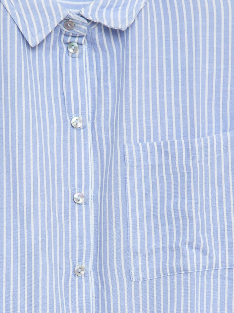 Camisa recta de rayas - Fácil de Poner Azul - Kiabi
