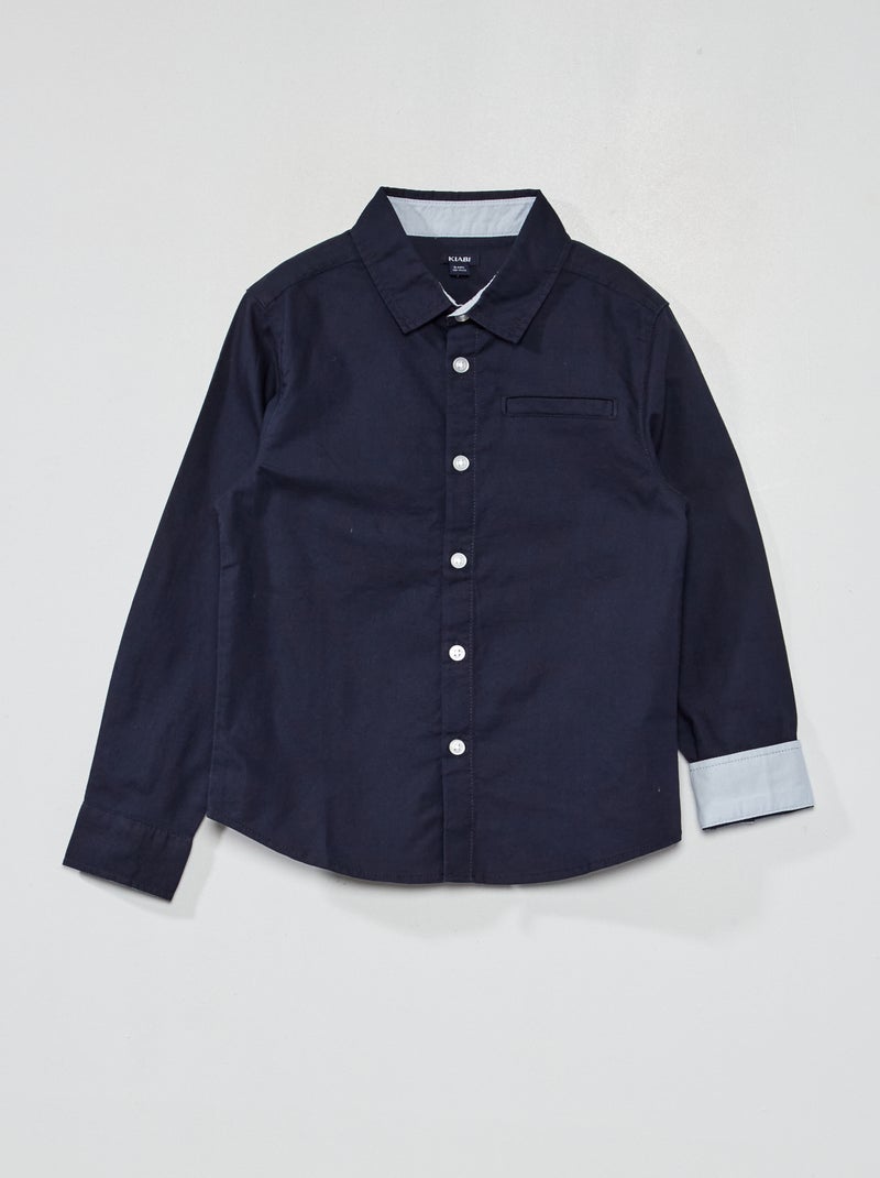 Camisa recta lisa azul - Kiabi