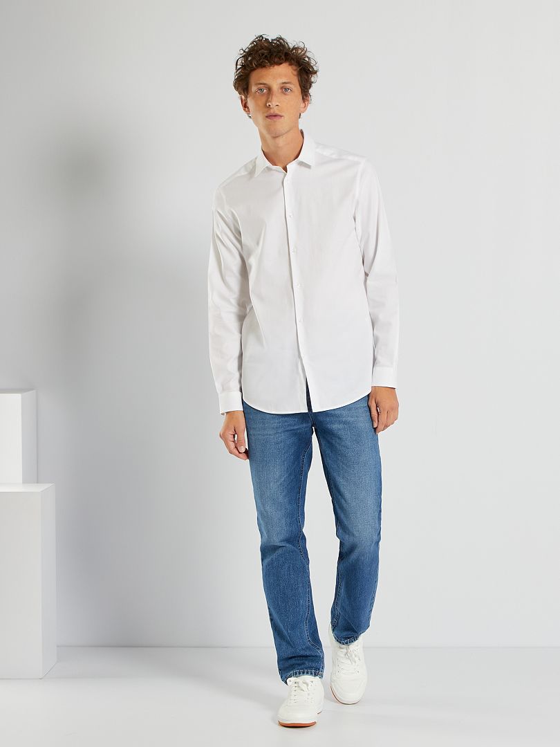 Camisa recta lisa Blanco - Kiabi