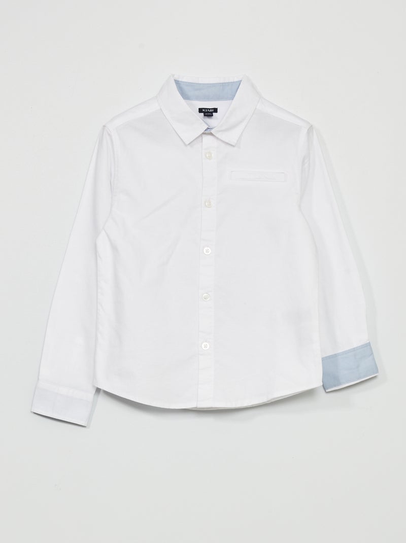 Camisa recta lisa Blanco - Kiabi