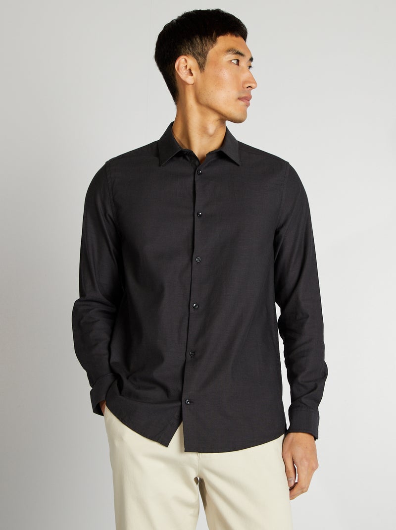 Camisa recta lisa GRIS - Kiabi
