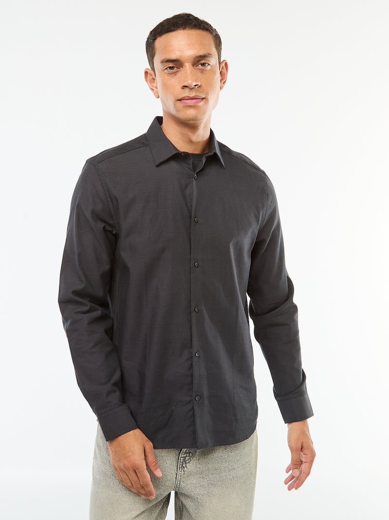 Camisa recta lisa Negro - Kiabi