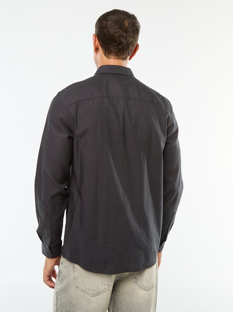 Camisa recta lisa Negro - Kiabi